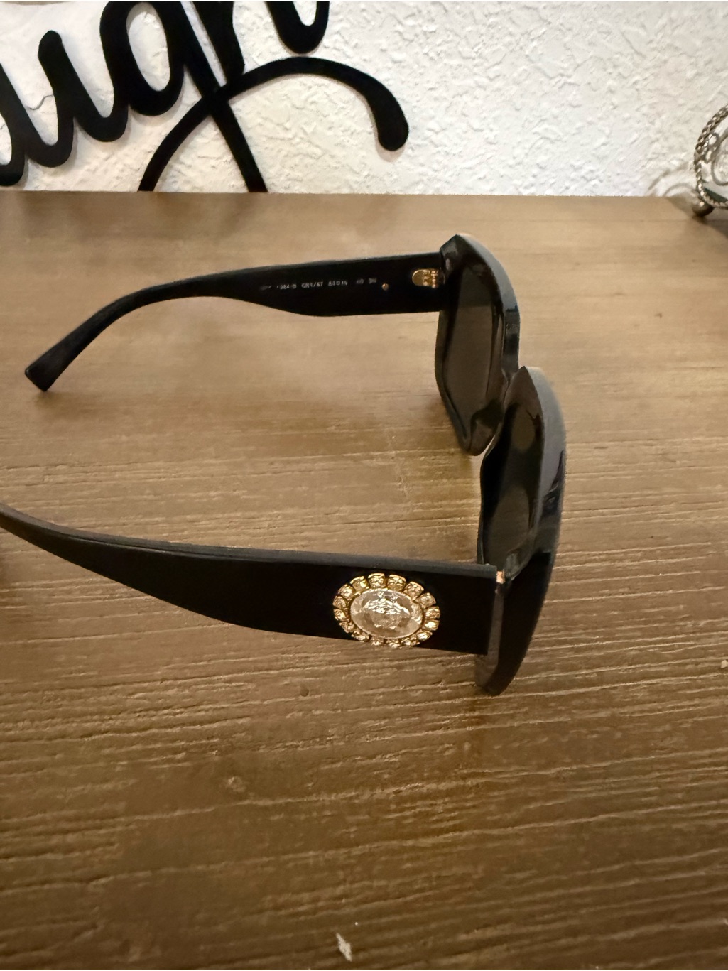 Versace Black Sunglasses With Gold Medallion